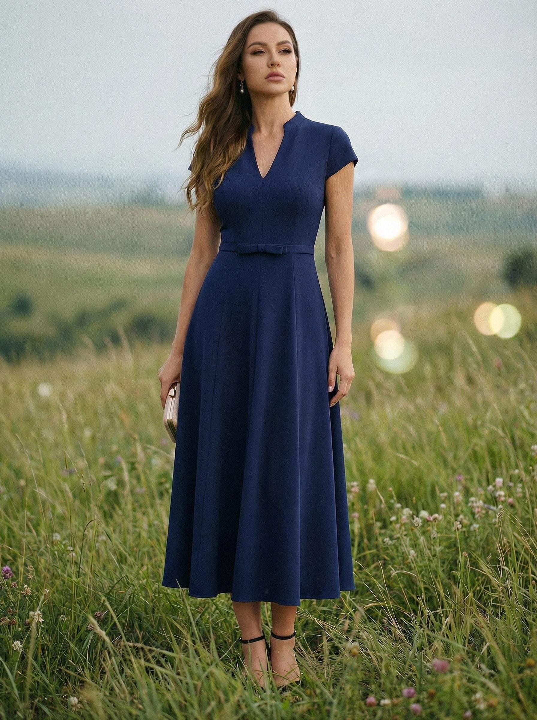 V Neck Satin A Line Short Sleeves Mother of the Bride Dresses