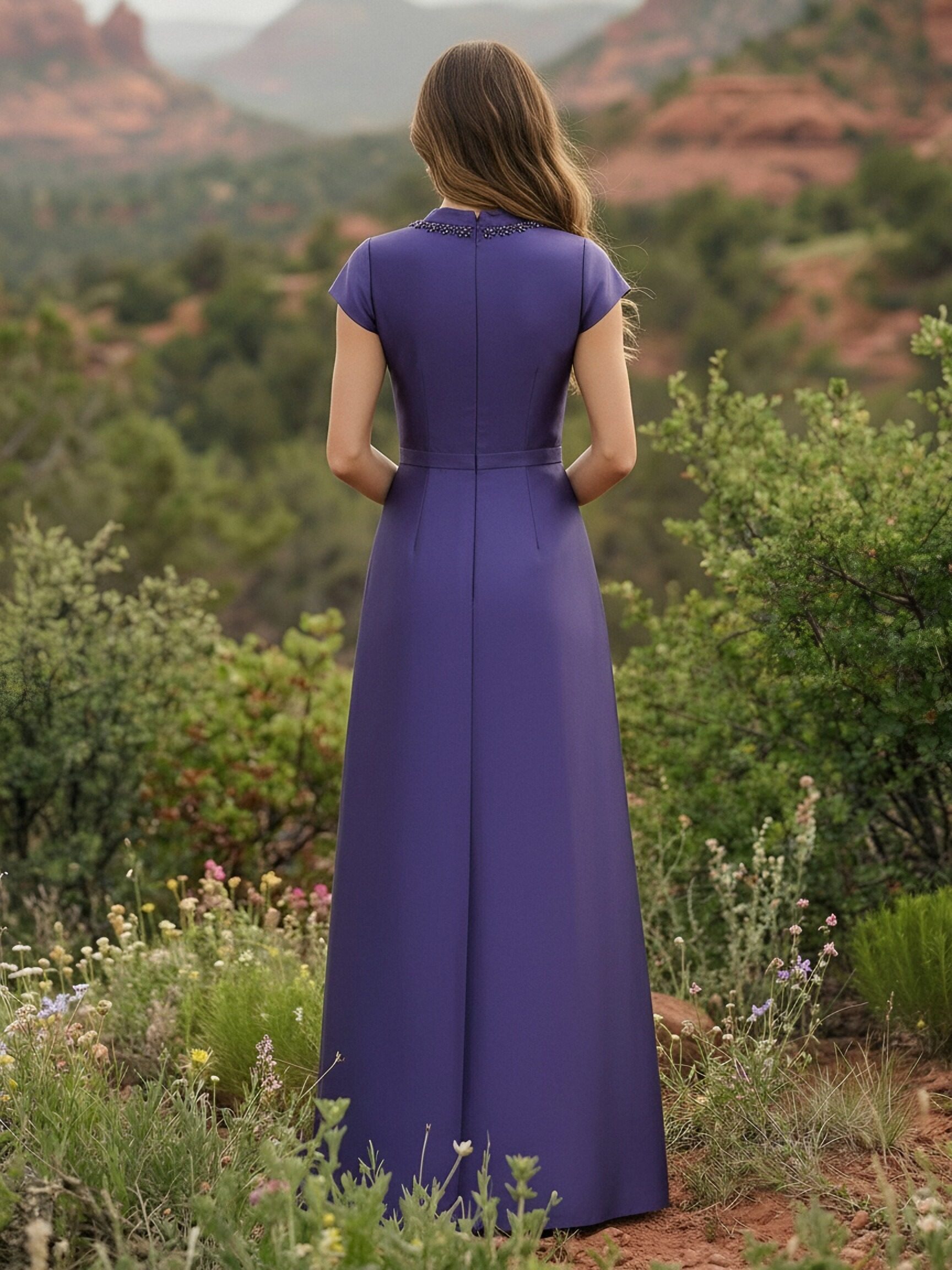 Satin A Line V Neck Short Sleeves Mother of the Bride Dresses