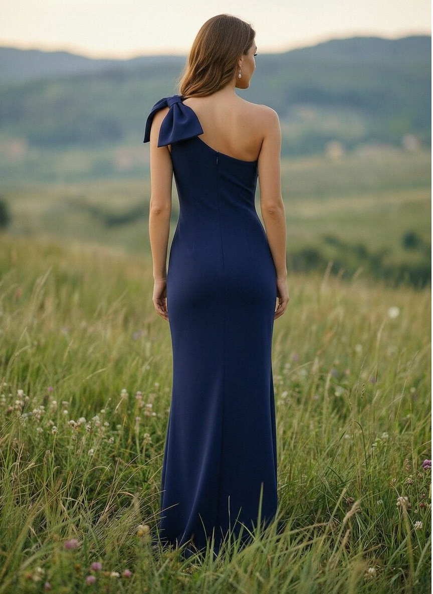 One Shoulder Satin Mermaid Bow Mother of the Bride Dresses