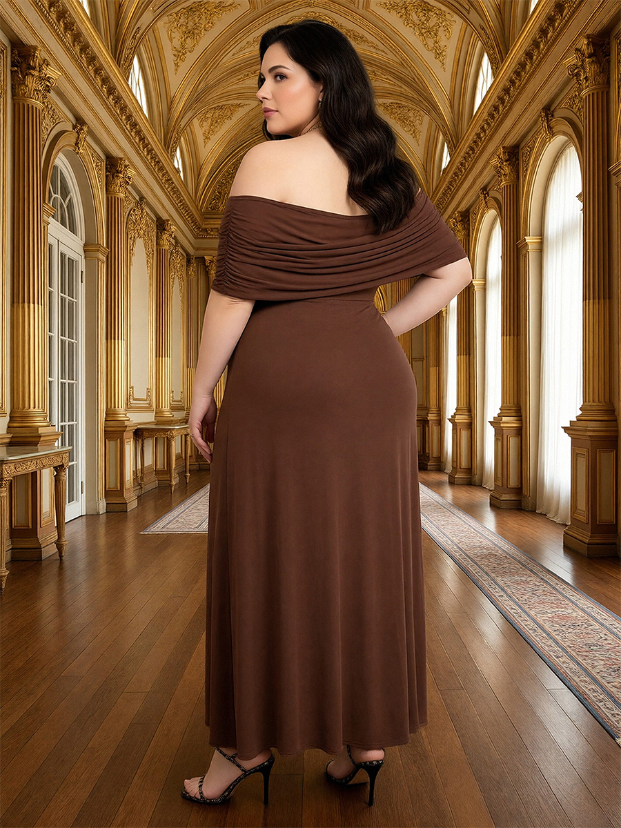 Satin Off the Shoulder Ruched Mother of the Bride Dresses