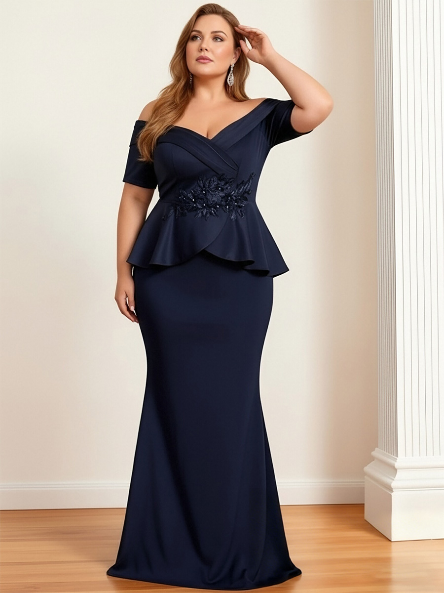 Satin Off the Shoulder Ruched Mother of the Bride Dresses
