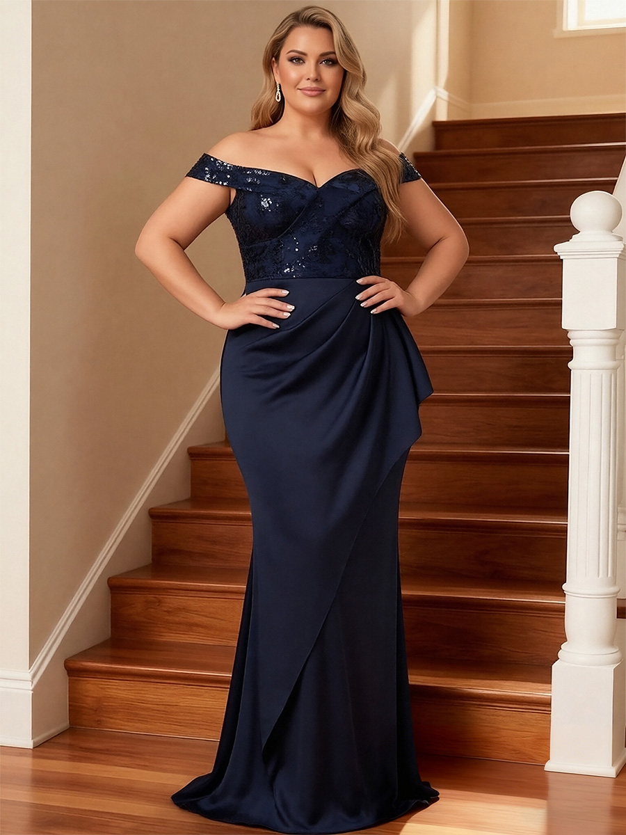 Satin Off the Shoulder Ruched Mother of the Bride Dresses