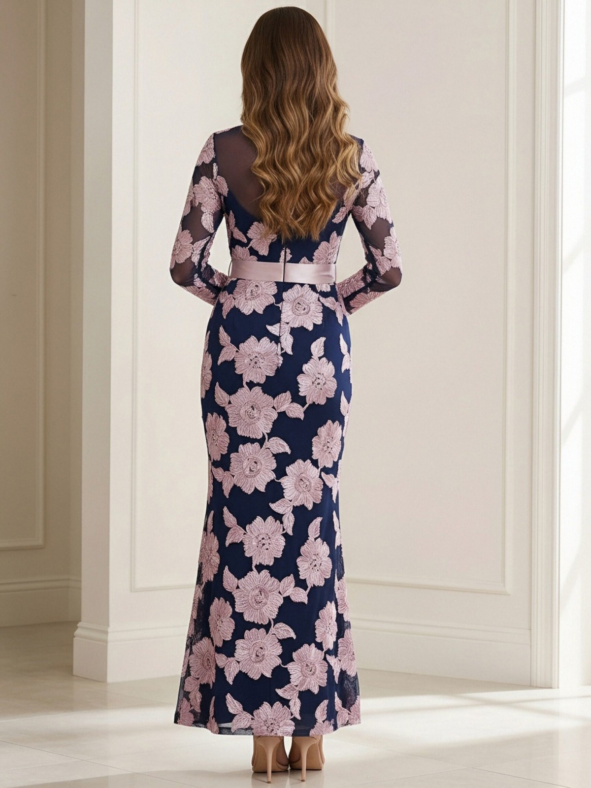 Round Neck Long Sleeves Mother of the Bride Dresses