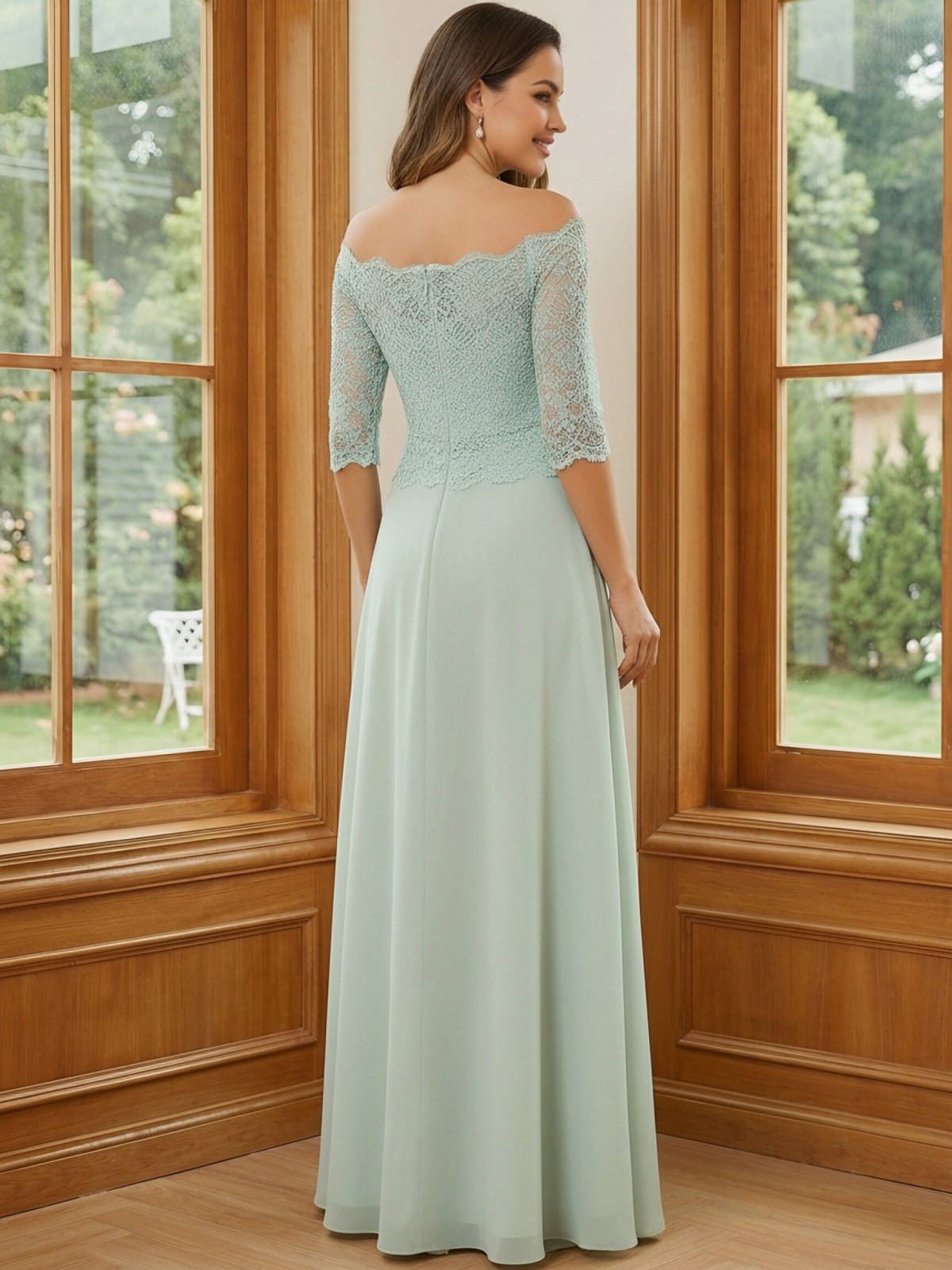 Chiffon Off the Shoulder A Line Lace Appliques Mother of the Bride Dresses