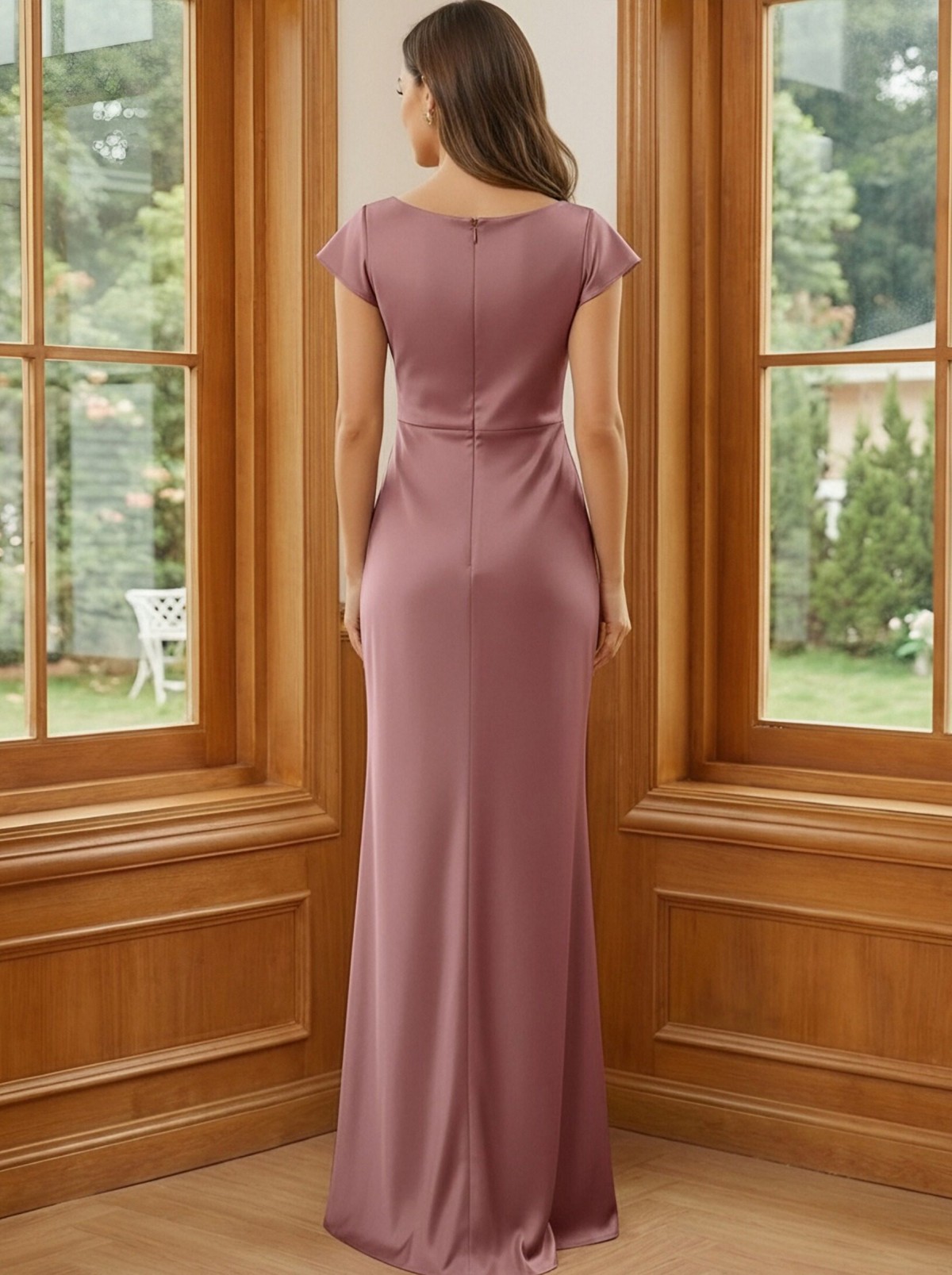 Satin V Neck Long Mermaid Mother of the Bride Dresses