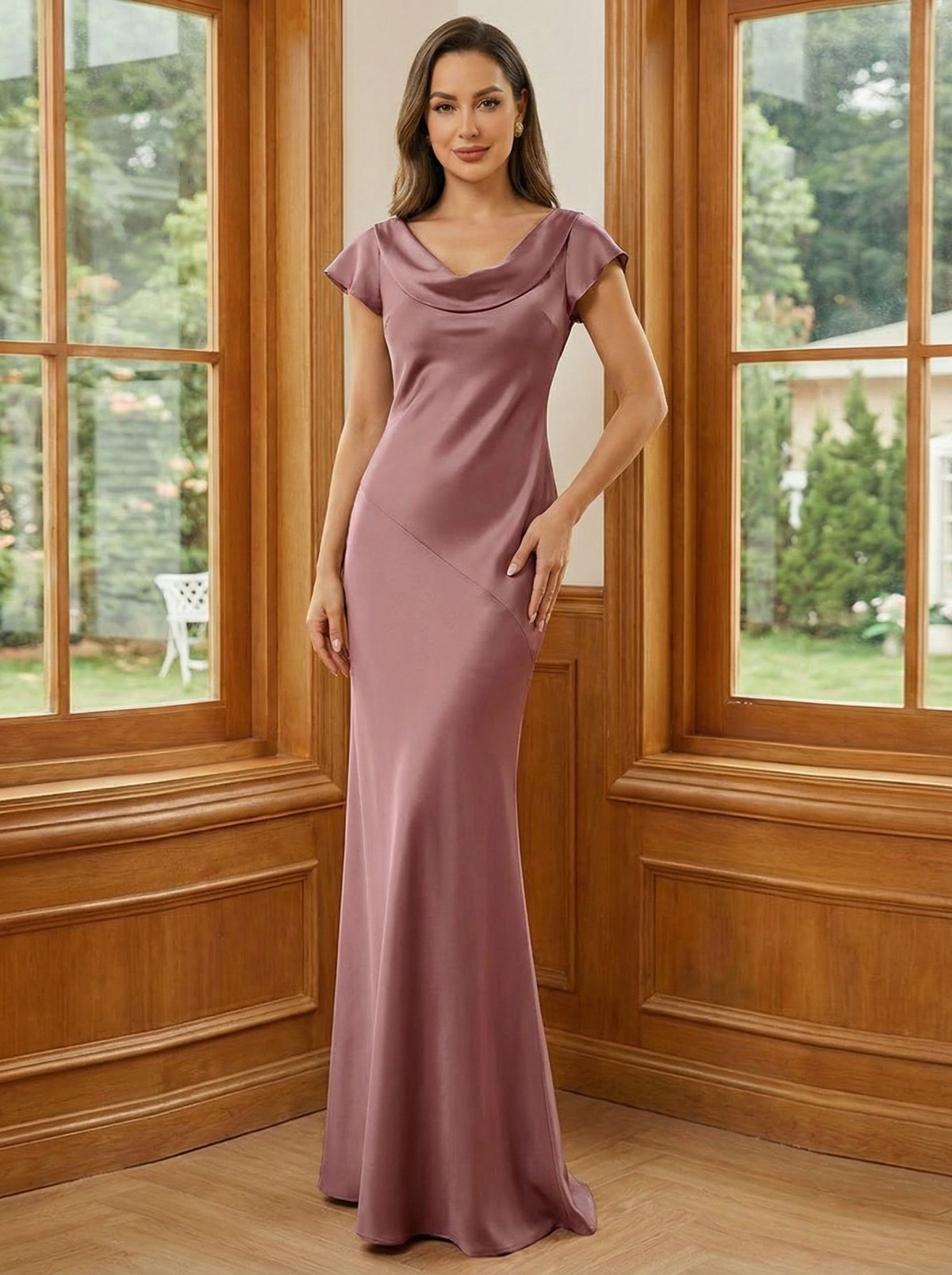 Satin V Neck Long Mermaid Mother of the Bride Dresses