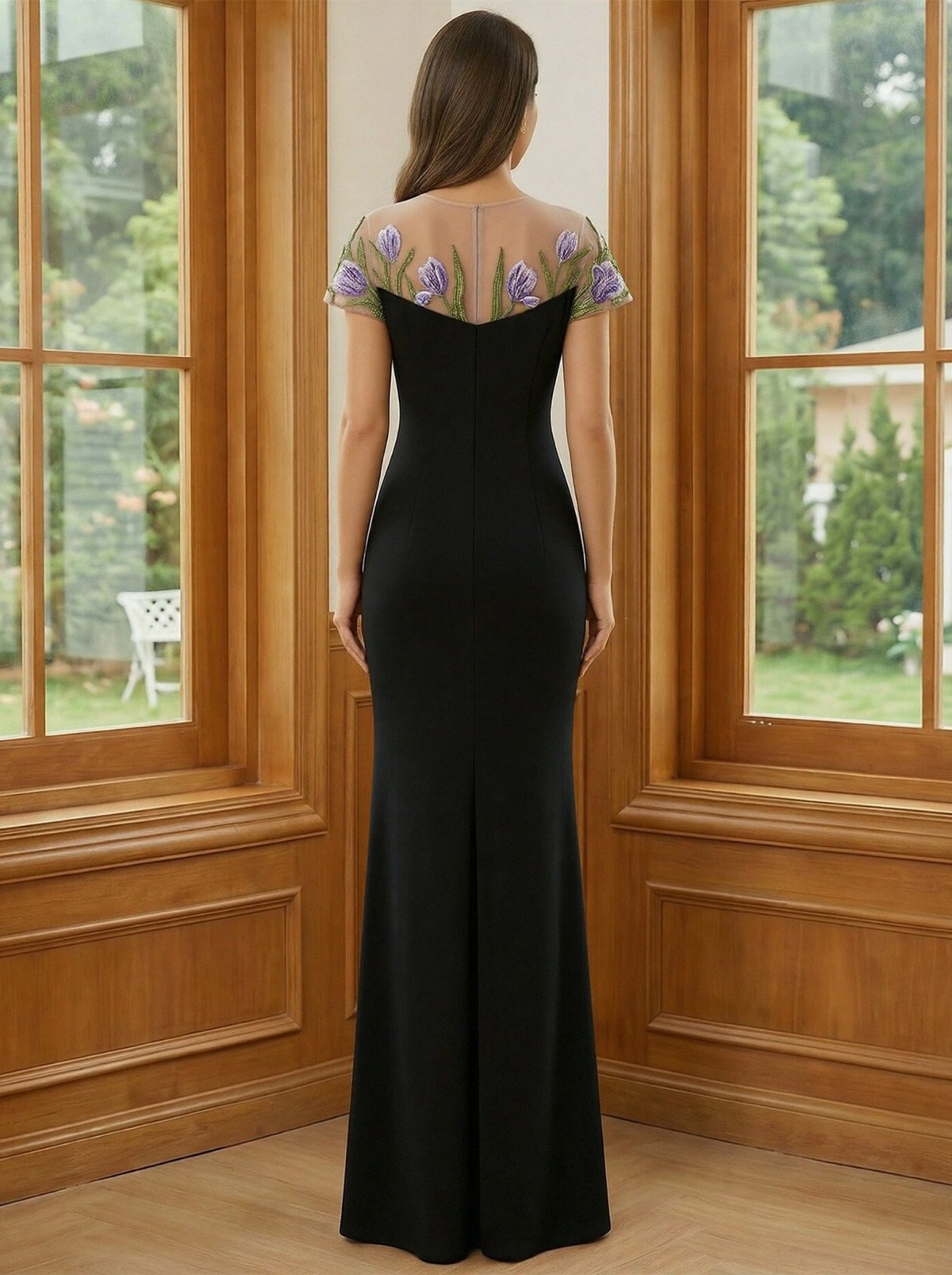 Chiffon Round Neck Mermaid Lace Appliques Mother of the Bride Dresses