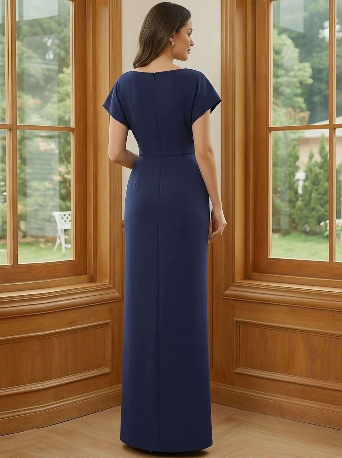 Chiffon Round Neck Mermaid Corset Mother of the Bride Dresses