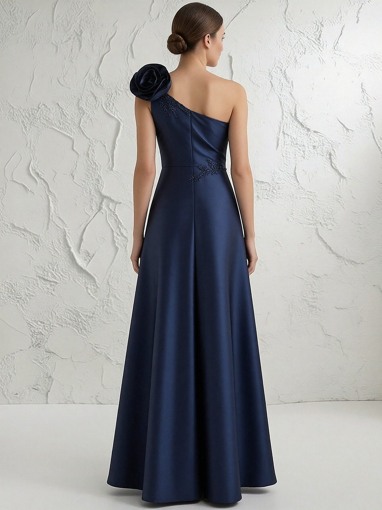 One Shoulder Satin A Line Sleeveless Mother of the Bride Dresses