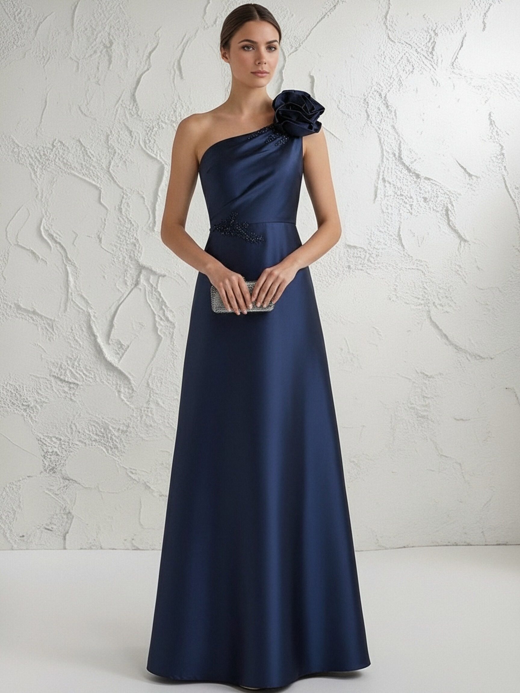 One Shoulder Satin A Line Sleeveless Mother of the Bride Dresses