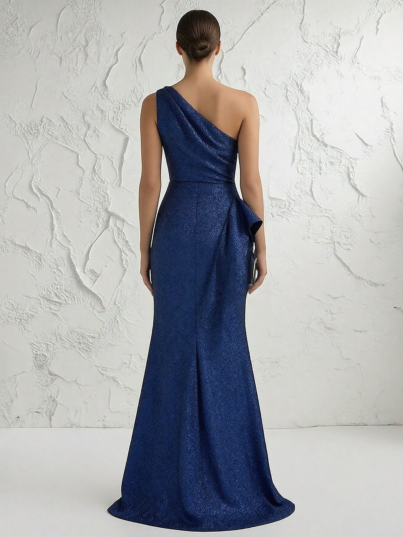 One Shoulder Satin Mermaid Ruffles Mother of the Bride Dresses with Slit