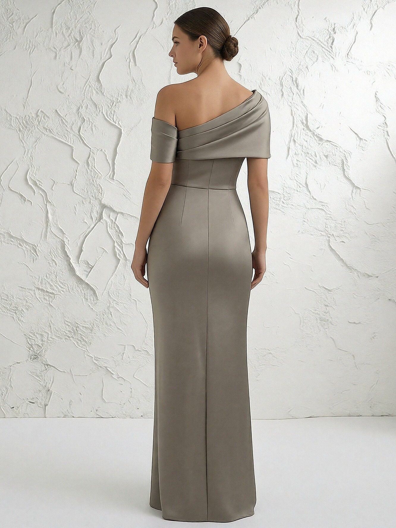 One Shoulder Satin Mermaid Short Sleeves Mother of the Bride Dresses