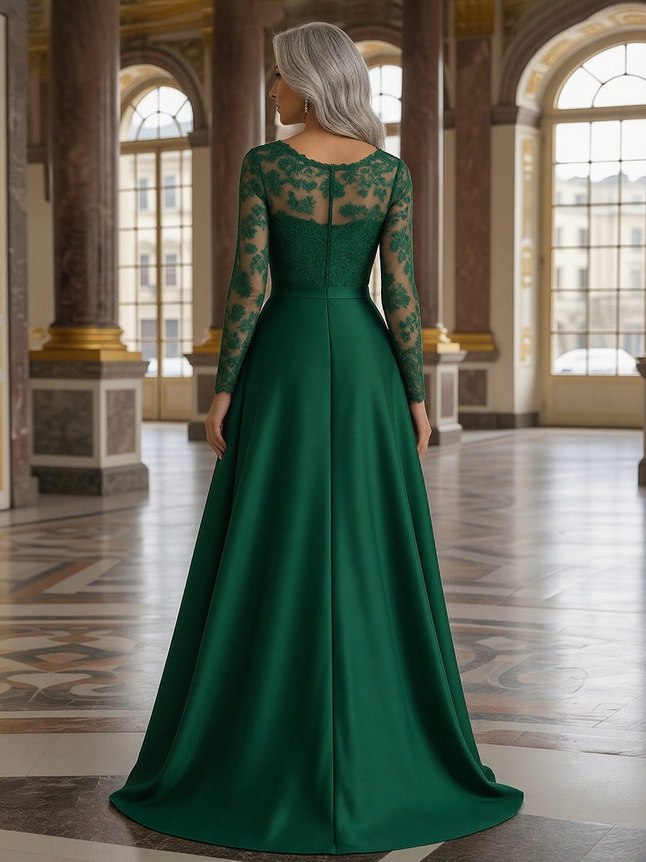 Round Neck Lace Appliques Mother of the Bride Dresses