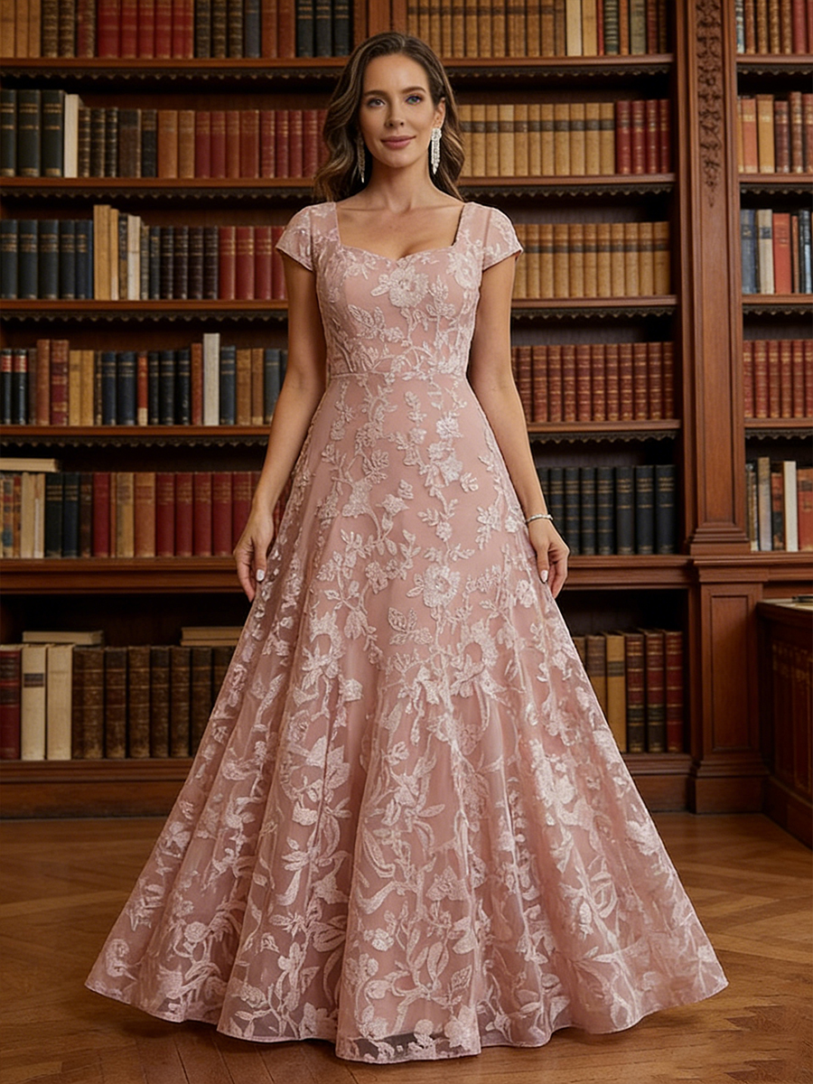 Short Sleeves Floral Print Mother of the Bride Dresses