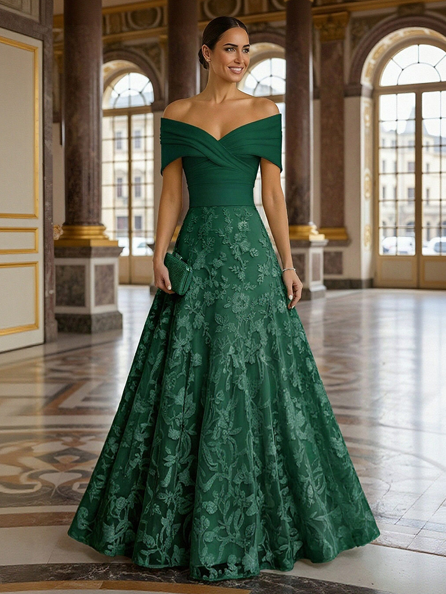 Off the Shoulder Satin Mother of the Bride Dresses