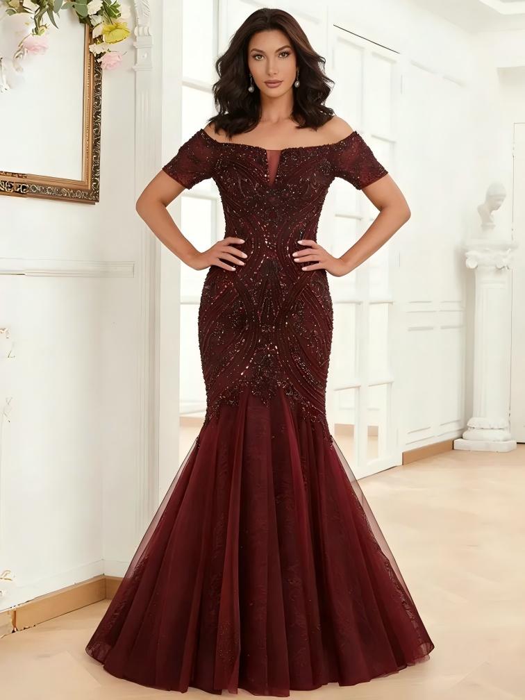 Off the Shoulder Lace Appliques Mother of the Bride Dresses