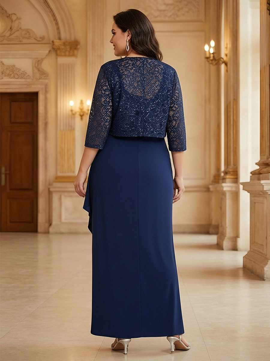 Satin Scoop Neck Ruched Mother of the Bride Dresses with Jackets