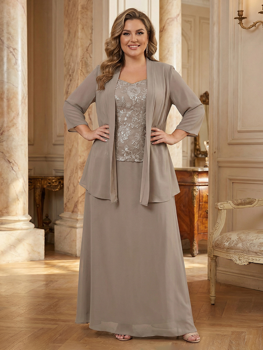 Chiffon V Neck Ruched Mother of the Bride Dresses with Jackets