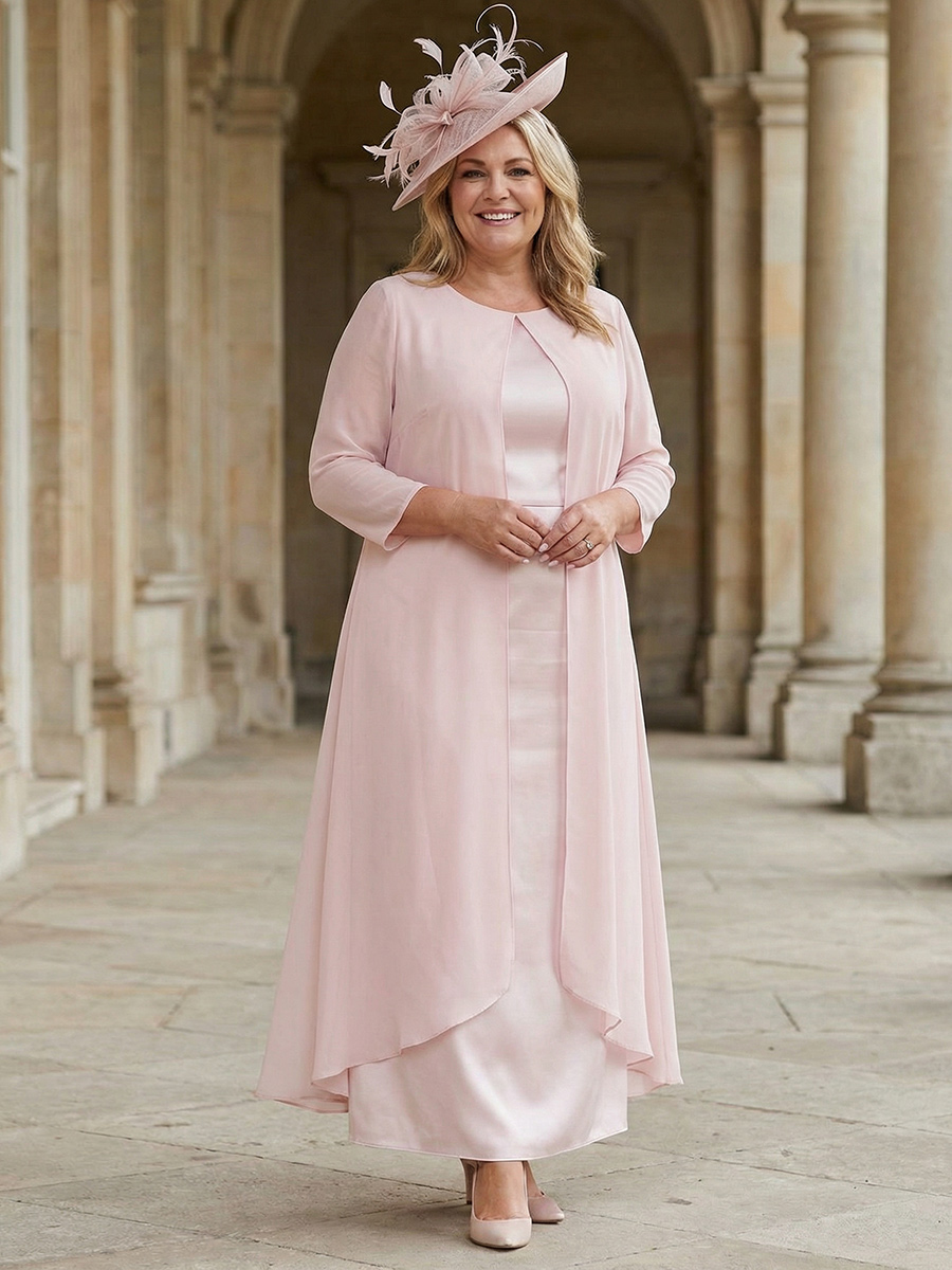 Satin Scoop Neck Mother of the Bride Dresses with Jackets