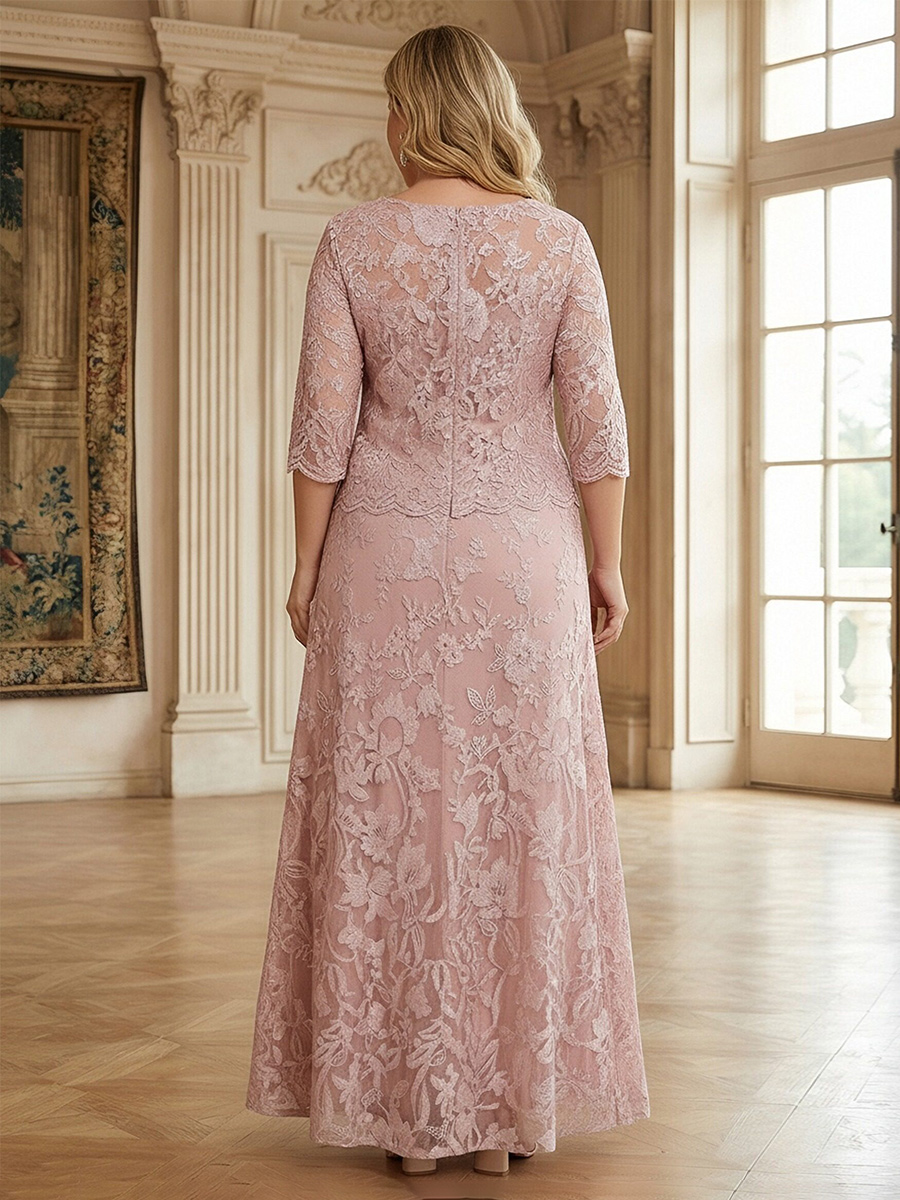 Lace Appliques Scoop Neck Mother of the Bride Dresses