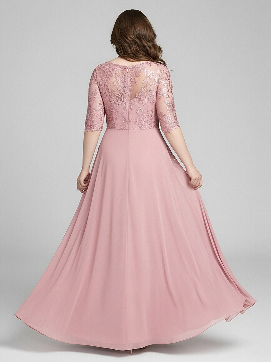 Lace Appliques V Neck Ruched Mother of the Bride Dresses