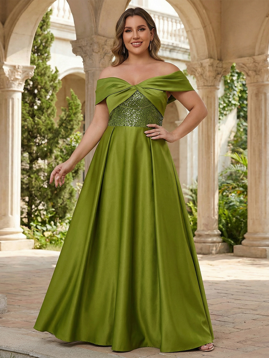 Satin Off the Shoulder A Line Mother of the Bride Dresses