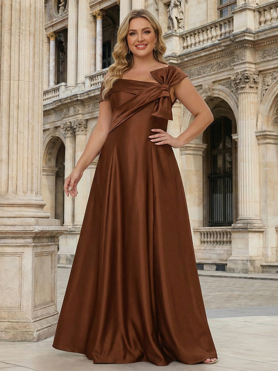 Satin One Shoulder Bow Mother of the Bride Dresses