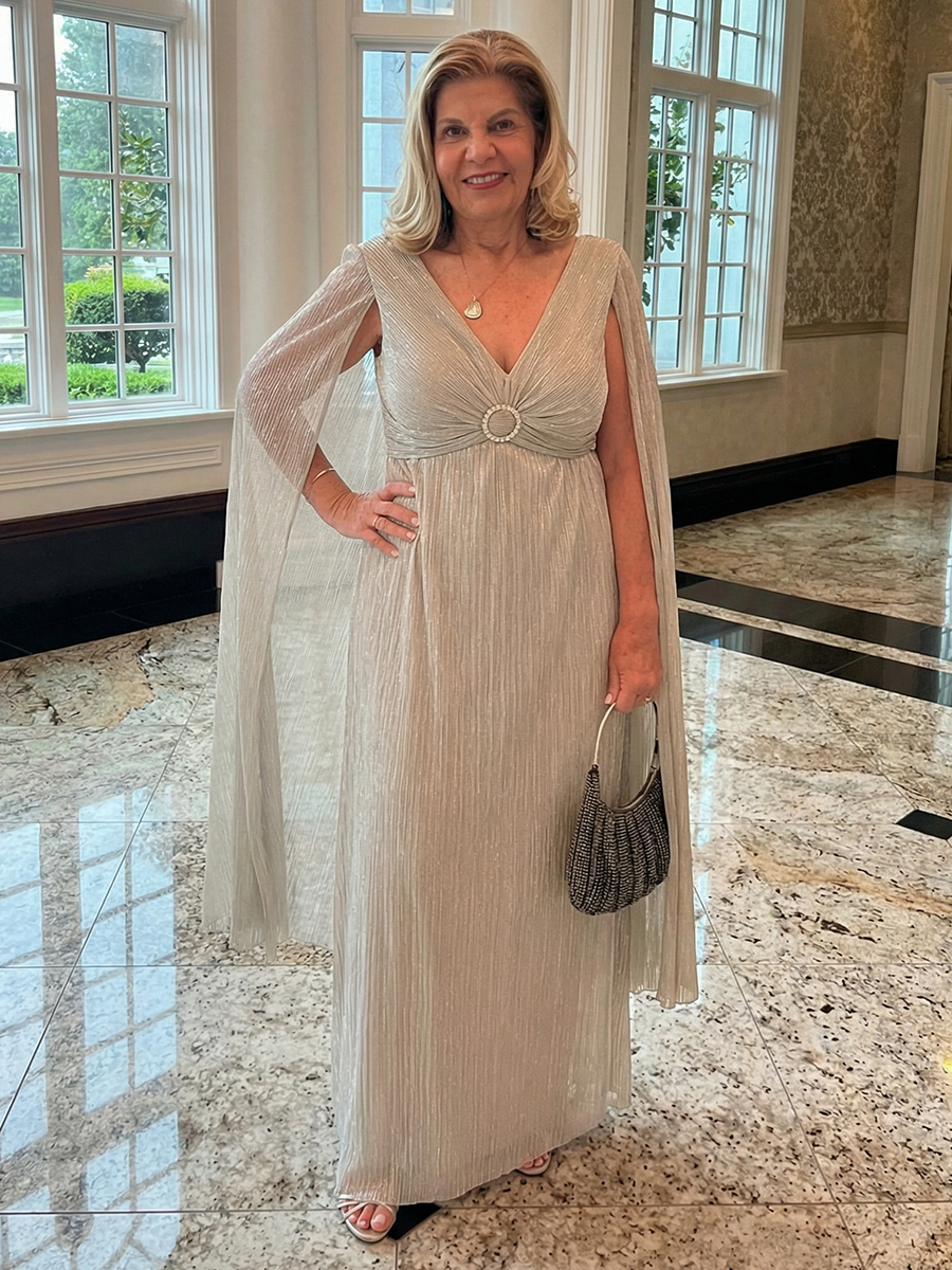 Sequin V Neck Ruched Mother of the Bride Dresses