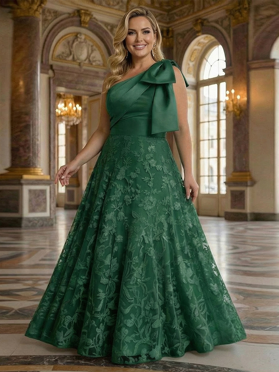 Lace Appliques One Shoulder Bow Mother of the Bride Dresses