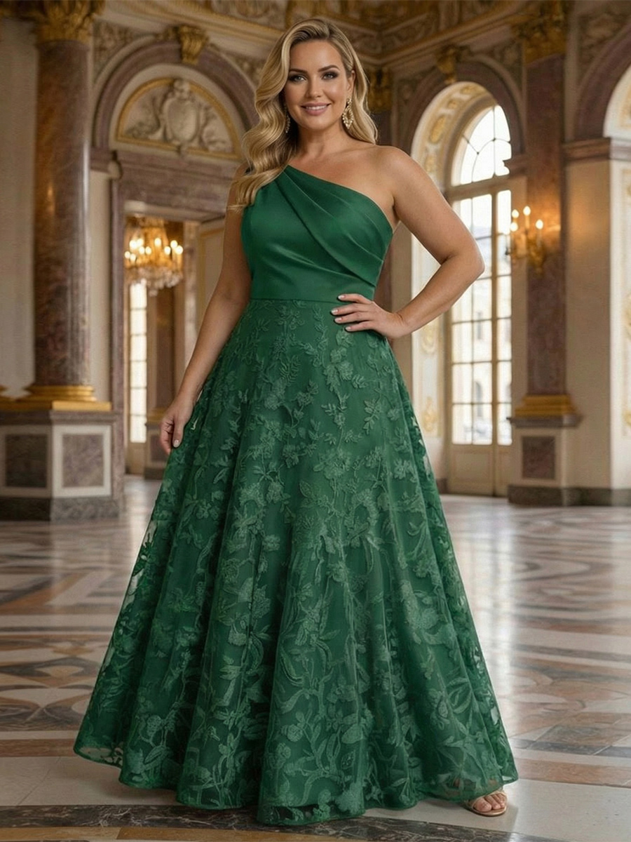 Lace Appliques One Shoulder Corset Mother of the Bride Dresses