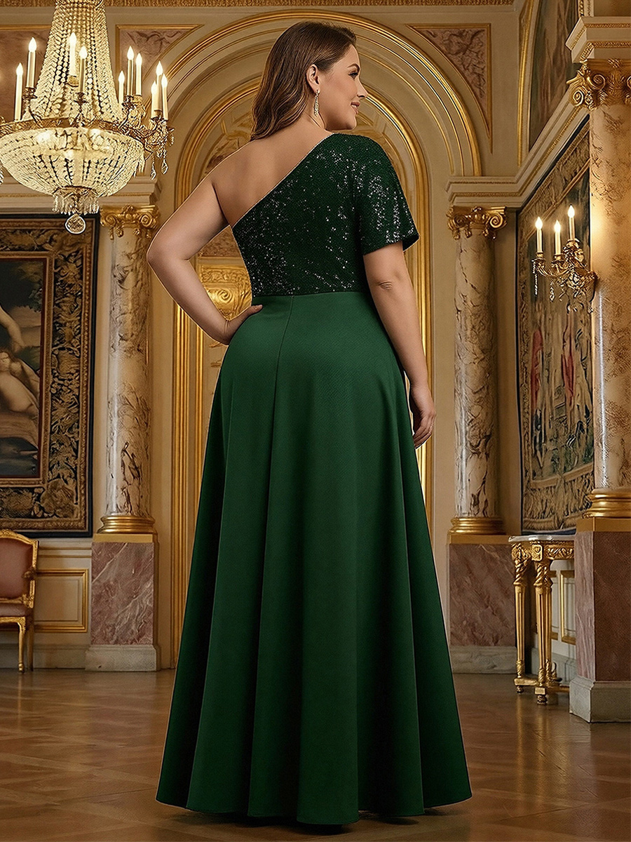 One Shoulder Satin Corset Mother of the Bride Dresses with Slit