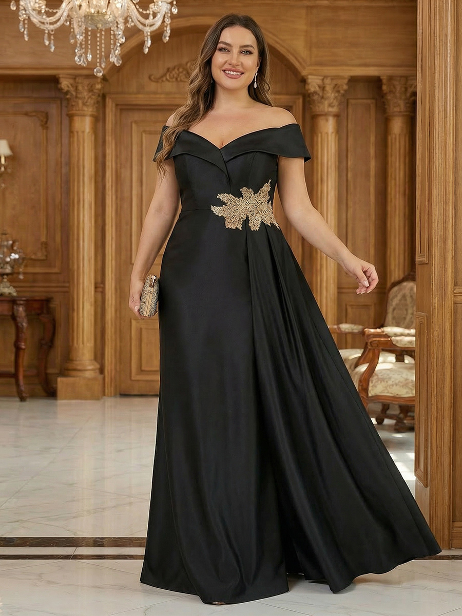 Off the Shoulder Satin Ruched Mother of the Bride Dresses
