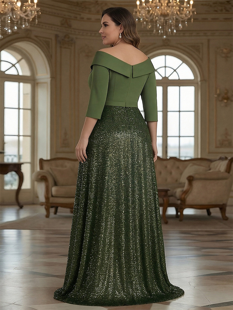 Sequin Off the Shoulder Satin Corset Mother of the Bride Dresses