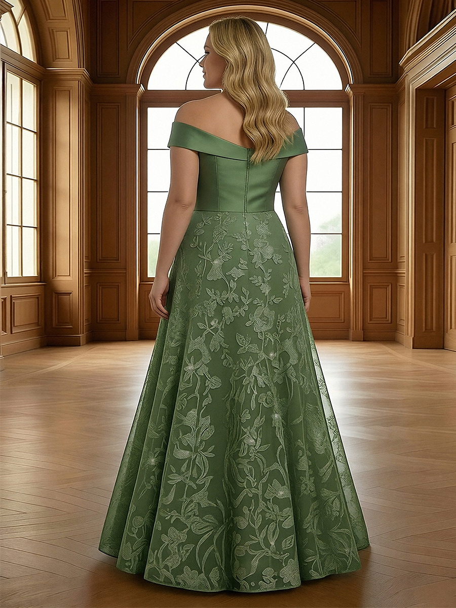 Lace Appliques Off the Shoulder Satin Corset Mother of the Bride Dresses