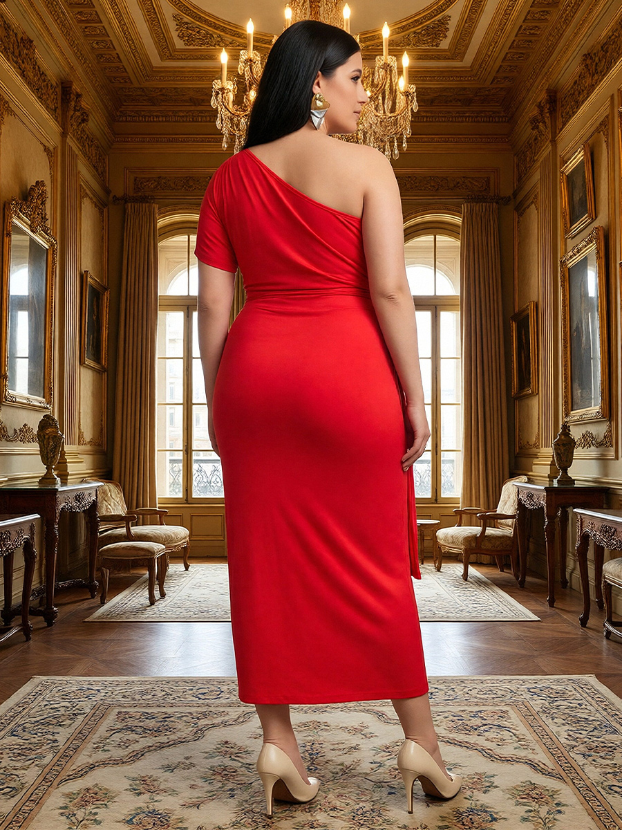 One Shoulder Satin Pleated Mermaid Mother of the Bride Dresses