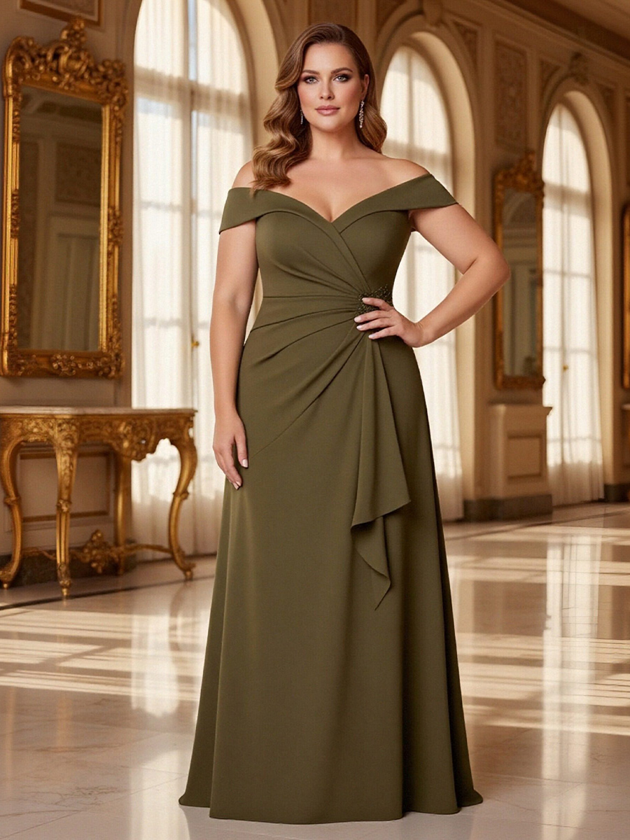 Off the Shoulder Chiffon Pleated Mermaid Mother of the Bride Dresses
