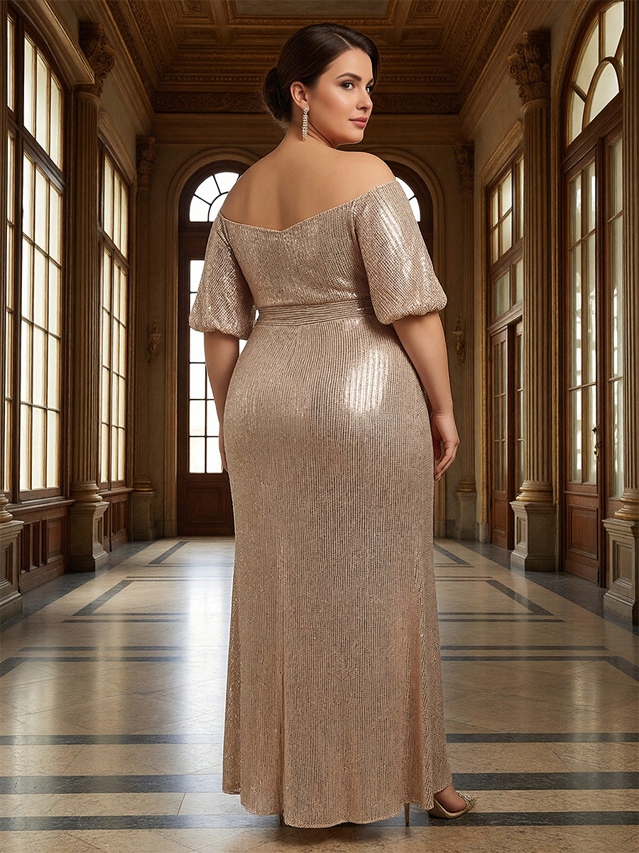 Strapless Sequin Ruffles Pleated Mermaid Mother of the Bride Dresses