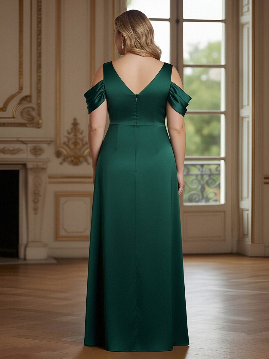 Off the Shoulder Satin V Neck Corset Mother of the Bride Dresses