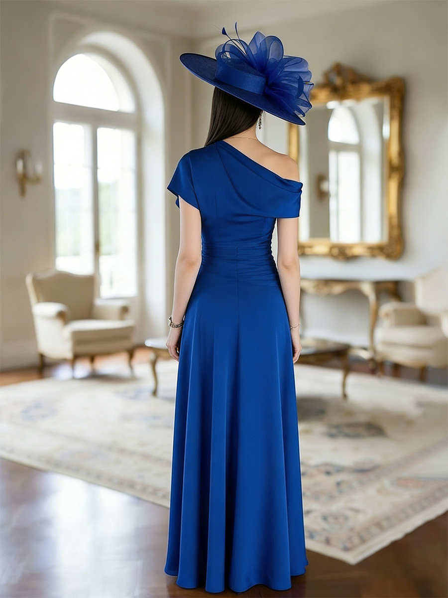 Satin One Shoulder Ruched Mother of the Bride Dresses