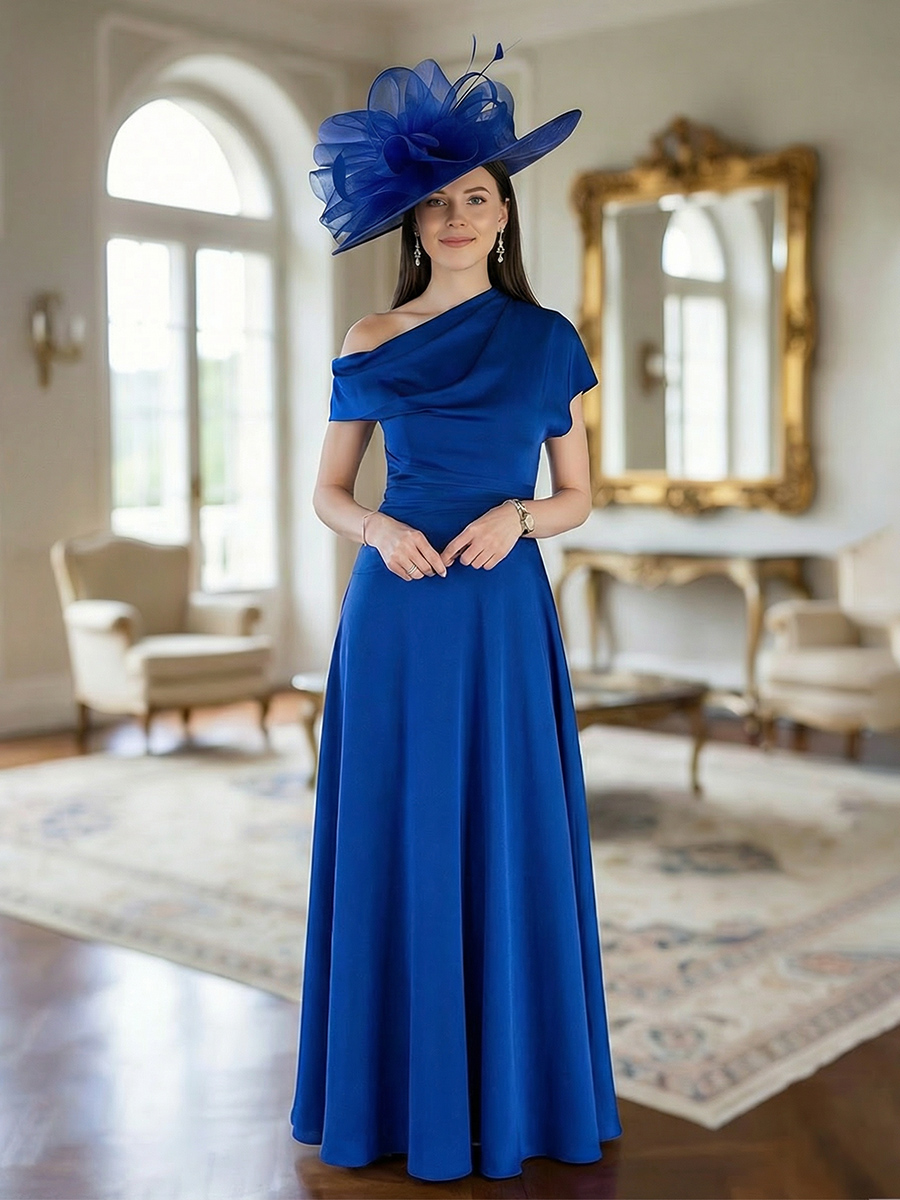 Satin One Shoulder Ruched Mother of the Bride Dresses