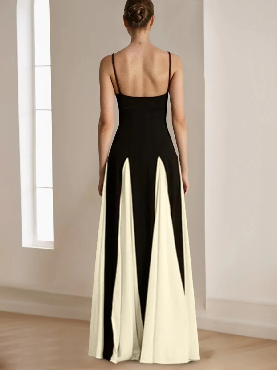 ACEVIE Stylish Chiffon A Line Spaghetti Straps Floral Long Party Prom Dresses