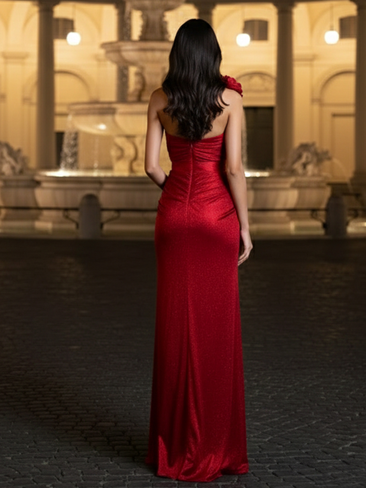 Glitter Sequin One Shoulder Prom Dresses for Women