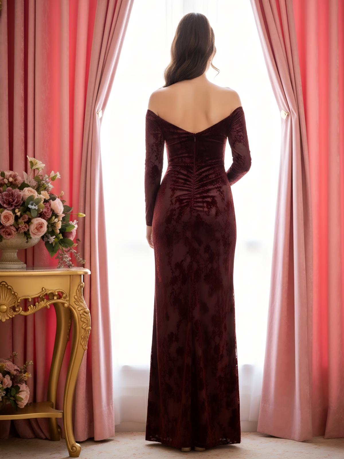 V Neck Halter Mermaid Lace Appliques Sleeveless Ruffles Prom Dresses with Slit