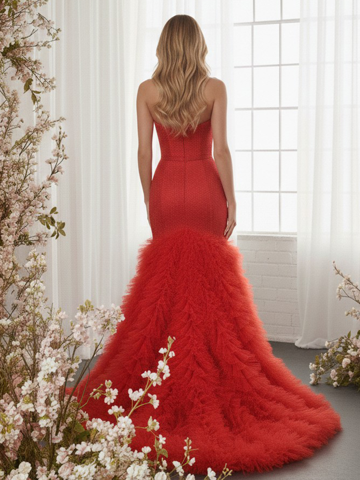 Tulle Sequin Sweetheart Strapless Corset Prom Dresses with Slit