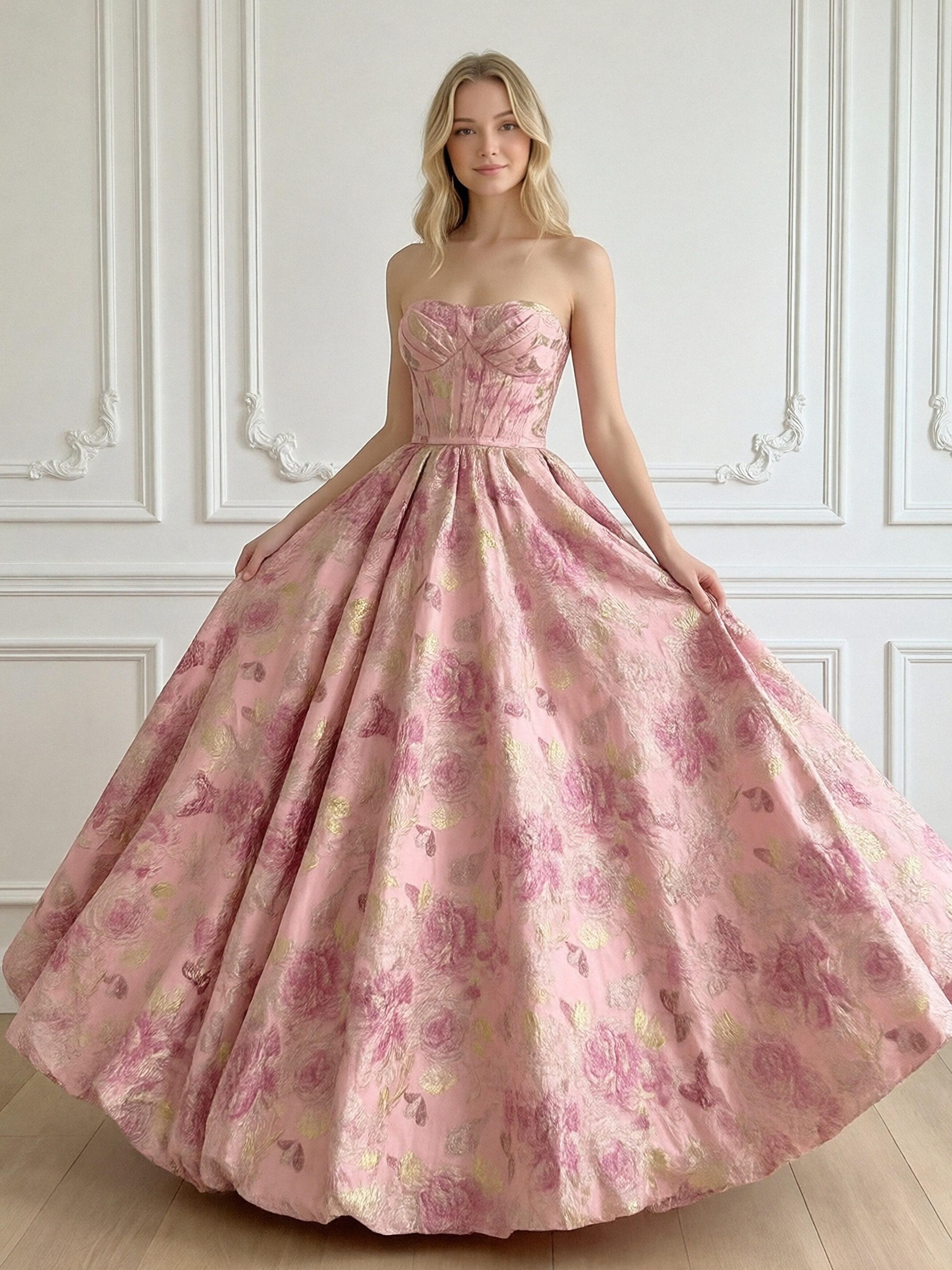 Sweetheart Sleeveless Floral Print A Line Prom Dresses