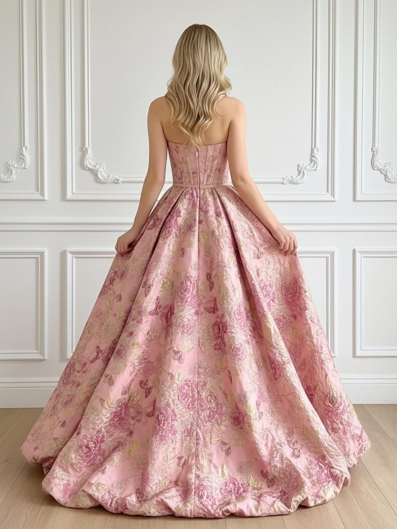 Sweetheart Sleeveless Floral Print A Line Prom Dresses