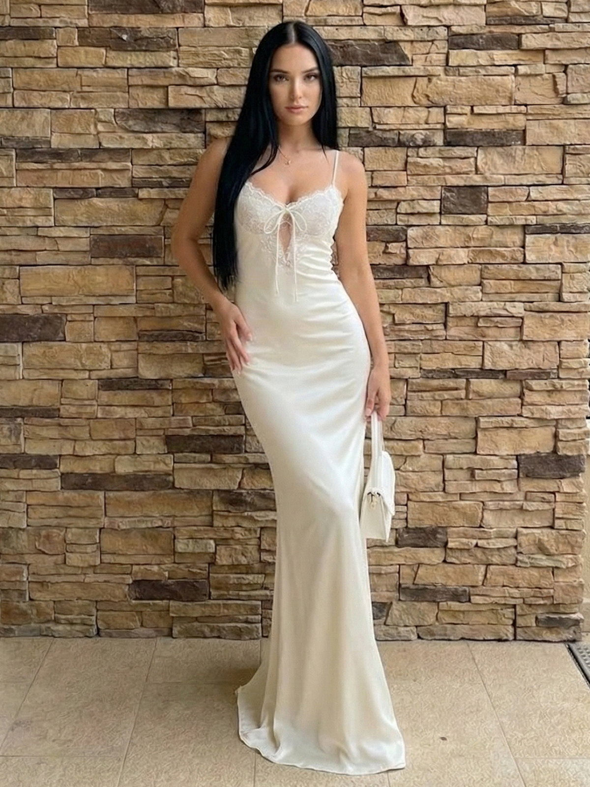 Satin Spaghetti Straps Sweetheart Cut Out Formal Dresses