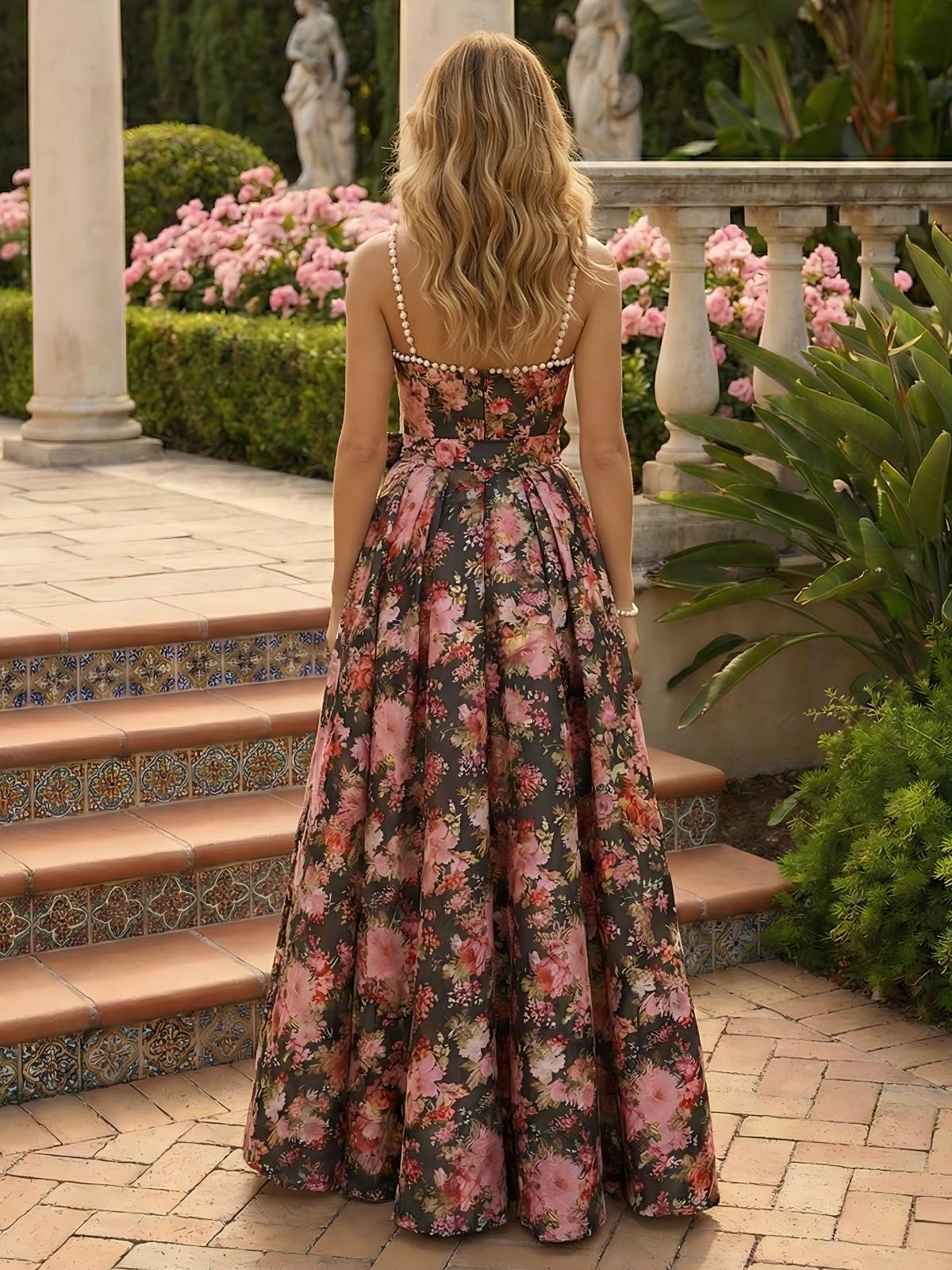 Spaghetti Straps Strapless Pleated Tulle Strapless A Line Formal Dresses with Slit