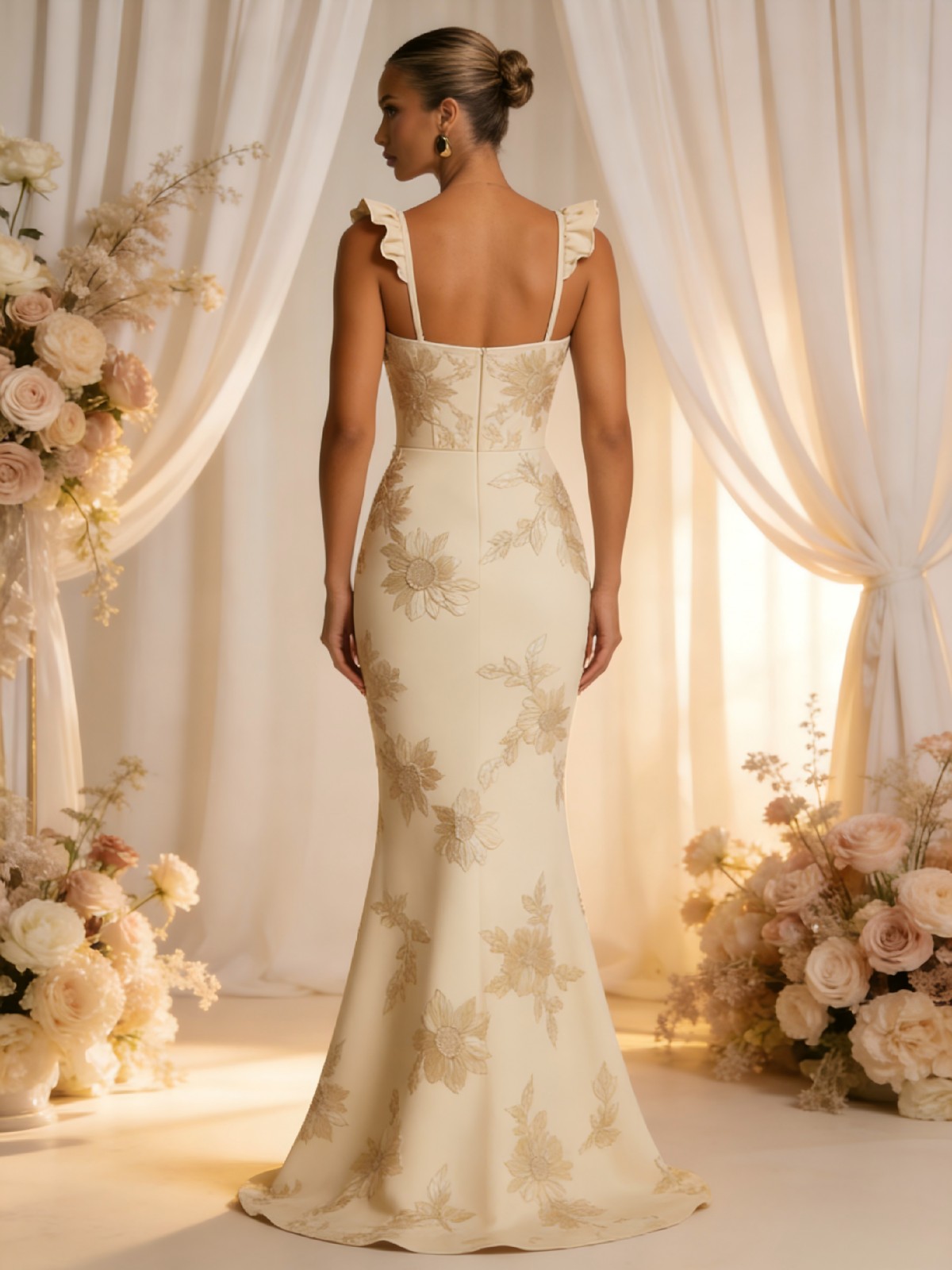 Flower Print Sweetheart Spaghetti Straps Mermaid Bridesmaid Dresses for Women