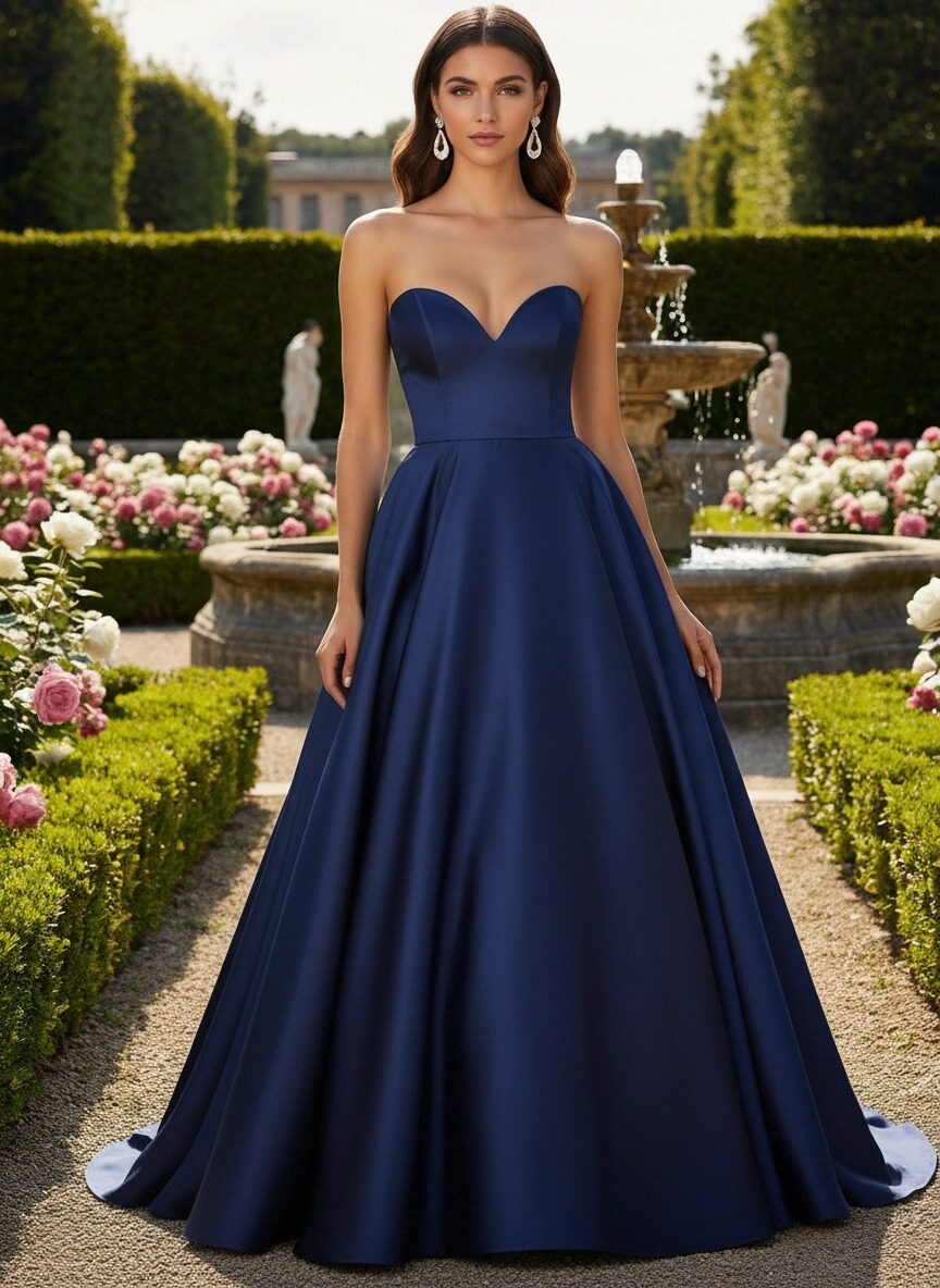 Satin Sweetheart Strapless Princess Bridesmaid Dresses